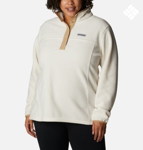 Women's Columbia Benton Springs 1/2 Snap Sweatshirts Cream | Plus Size CA-B6AL0